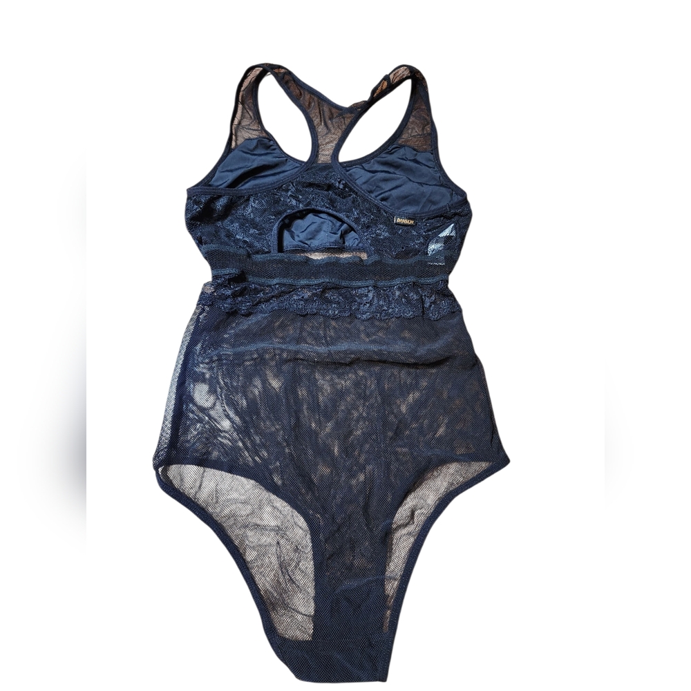 Elegant Black Lace Bodysuit Sz M - Picture 2 of 10